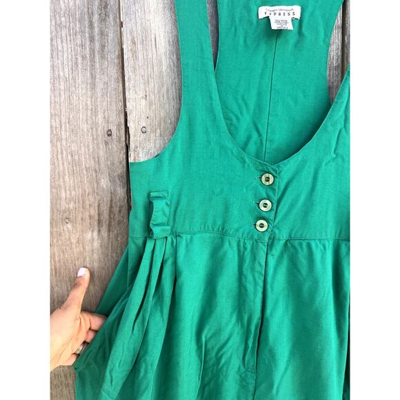 Express | Vintage 90s Sleeveless Romper Shorts Kelly Green Size Small - Picture 4 of 7